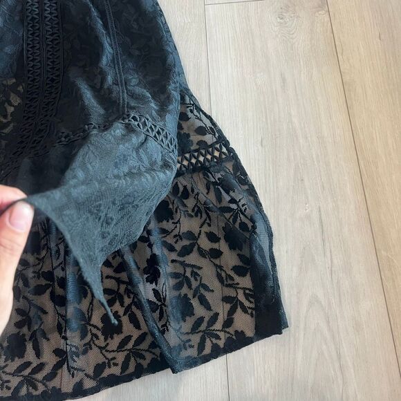 Free People Anastasia Halter Black Lace Crochet Midi Cut Out Sheer Dress size 2 - Picture 6 of 10